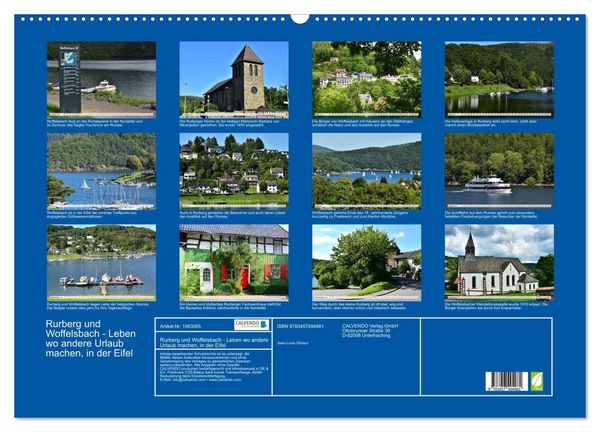 Produktbild: Rurberg und Woffelsbach - Leben wo andere Urlaub machen, in der Eifel (Wandkalender 2026 DIN A2 quer), CALVENDO Monatskalender