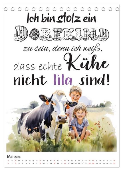 Produktbild: Dorfkinder und stolz darauf (Tischkalender 2026 DIN A5 hoch), CALVENDO Monatskalender