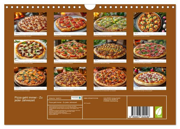 Produktbild: Pizza geht immer - Zu jeder Jahreszeit (Wandkalender 2026 DIN A4 quer), CALVENDO Monatskalender