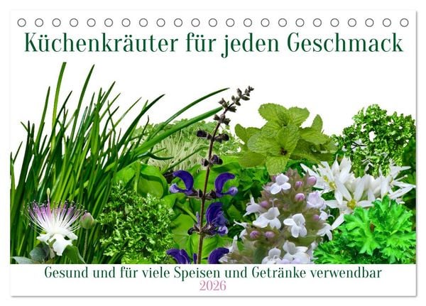 Produktbild: K&uuml;chenkr&auml;uter f&uuml;r jeden Geschmack (Tischkalender 2026 DIN A5 quer), CALVENDO Monatskalender