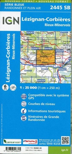 Produktbild: L&eacute;zignan-Corbi&egrave;res-Rieux-Minervois 1:25 000