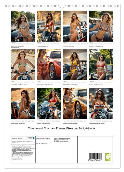 Produktbild: Chrome und Charme - Frauen, Bikes und Motortr&auml;ume (Wandkalender 2026 DIN A3 hoch), CALVENDO Monatskalender