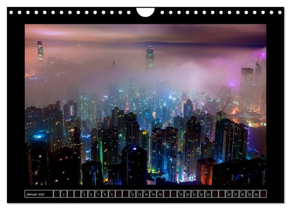 Produktbild: Metropolen - Asiens sch&ouml;nste St&auml;dte bei Nacht (Wandkalender 2026 DIN A4 quer), CALVENDO Monatskalender