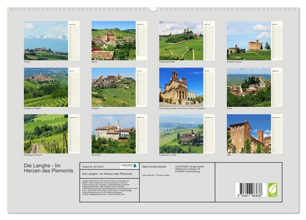 Produktbild: Die Langhe - Im Herzen des Piemonts (hochwertiger Premium Wandkalender 2026 DIN A2 quer), Kunstdruck in Hochglanz