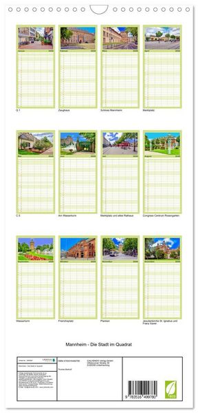 Produktbild: Familienplaner 2026 - Mannheim - Die Stadt im Quadrat mit 5 Spalten (Wandkalender, 21 x 45 cm) CALVENDO