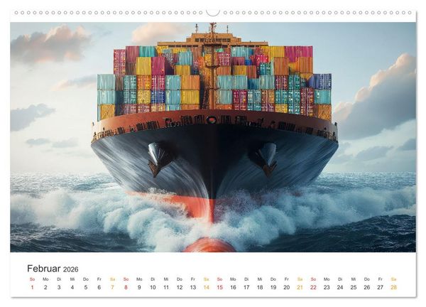 Produktbild: Containerschiffe - Giganten im Fokus (hochwertiger Premium Wandkalender 2026 DIN A2 quer), Kunstdruck in Hochglanz