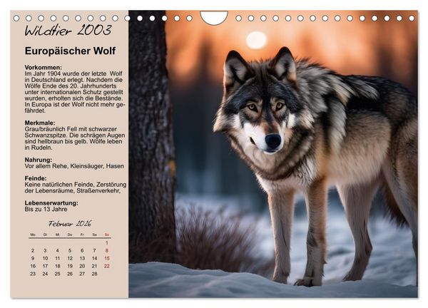 Produktbild: Wildtiere des Jahres (Wandkalender 2026 DIN A4 quer), CALVENDO Monatskalender