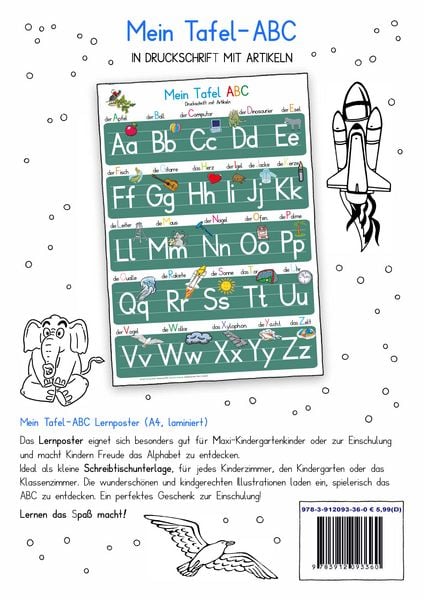 Produktbild: Mein Tafel-ABC in Druckschrift mit Artikeln