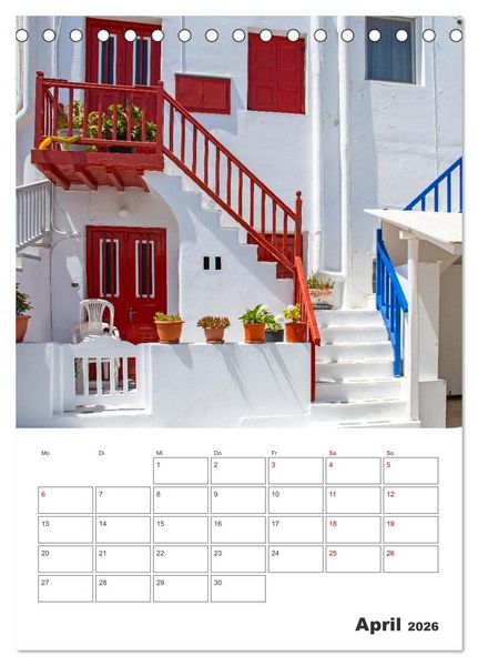 Produktbild: Stadt Mykonos - Reiseplaner (Tischkalender 2026 DIN A5 hoch), CALVENDO Monatskalender