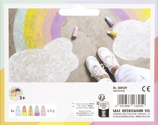 Produktbild: Einhorn Straßenmalkreide, 5 Stück à 35g, farbig sortiert