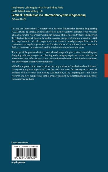 Produktbild: Seminal Contributions to Information Systems Engineering