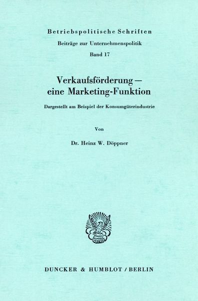Produktbild: Verkaufsf&ouml;rderung - eine Marketing-Funktion.