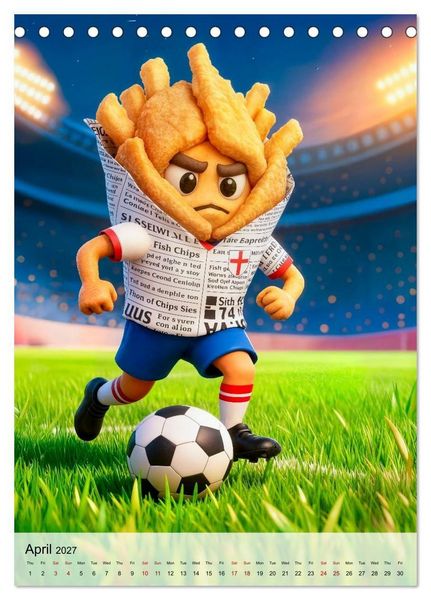 Produktbild: Funny Food Football - Creative Sports Characters (Desk Calendar 2027 DIN A5 portrait), CALVENDO 12 Month DeskCalendar