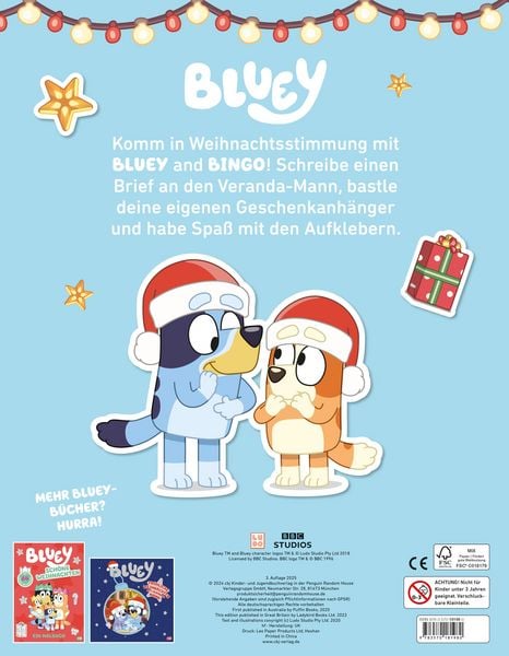 Produktbild: BLUEY &ndash; Hurra, es ist Weihnachten! - R&auml;tsel- und Stickerbuch