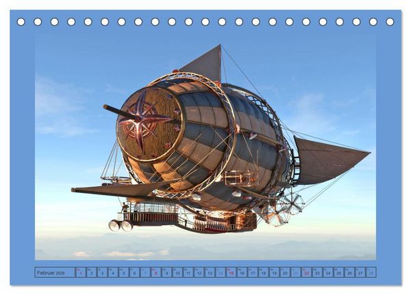 Produktbild: Steampunk Luftschiffe (Tischkalender 2026 DIN A5 quer), CALVENDO Monatskalender