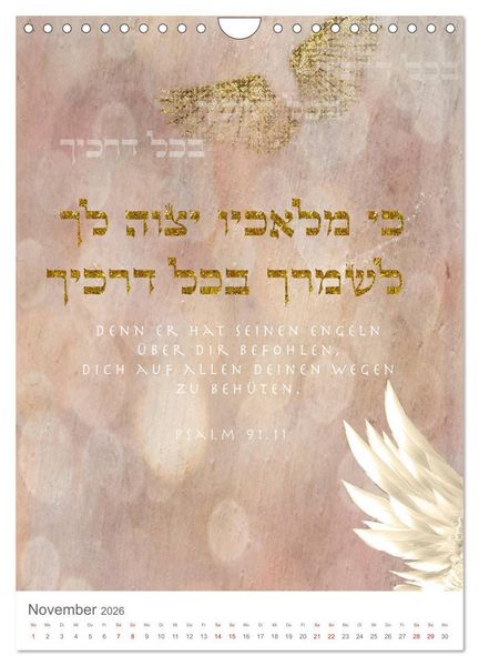 Produktbild: Psalmen Tehilim Hebr&auml;isch - Deutsch (Wandkalender 2026 DIN A4 hoch), CALVENDO Monatskalender