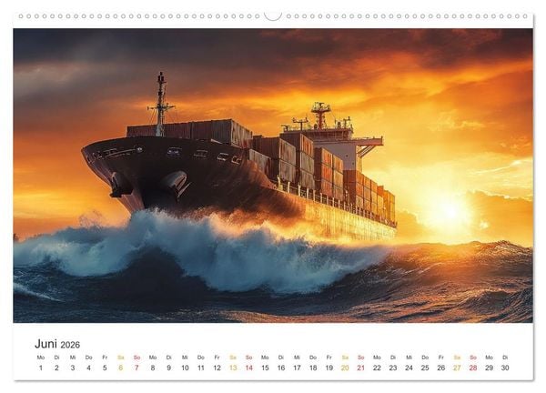 Produktbild: Containerschiffe - Giganten im Fokus (Wandkalender 2026 DIN A2 quer), CALVENDO Monatskalender