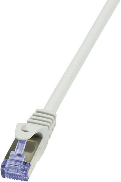 LogiLink CQ3052S RJ45 Netzwerkkabel, Patchkabel CAT 6a S/FTP 2.00 m Grau Flammwidrig, mit Rastnasenschutz 1 St.