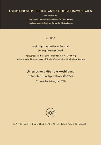 Produktbild: Untersuchung &uuml;ber die Ausbildung optimaler Rundspantbootsformen