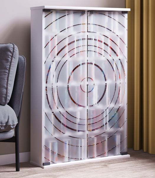 Produktbild: Holz CD DVD Stand Regal Schrank Glast&uuml;r Tilano L