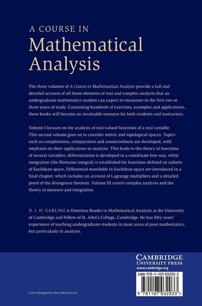 Produktbild: A Course in Mathematical Analysis