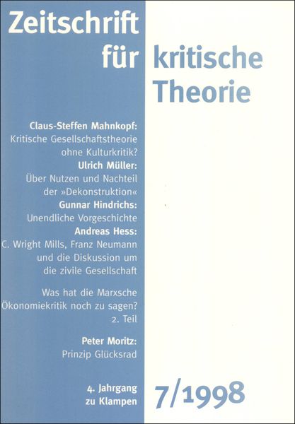 Produktbild: Zeitschrift f&uuml;r kritische Theorie / Zeitschrift f&uuml;r kritische Theorie, Heft 7 (1998)