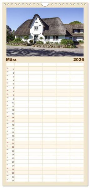 Produktbild: Familienplaner 2026 - Vielf&auml;ltiges Sylt - Mehr als Strand mit 5 Spalten (Wandkalender, 21 x 45 cm) CALVENDO