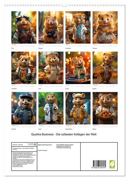 Produktbild: Quokka Business - Die s&uuml;&szlig;esten Kollegen der Welt (hochwertiger Premium Wandkalender 2026 DIN A2 hoch), Kunstdruck in Hochglanz