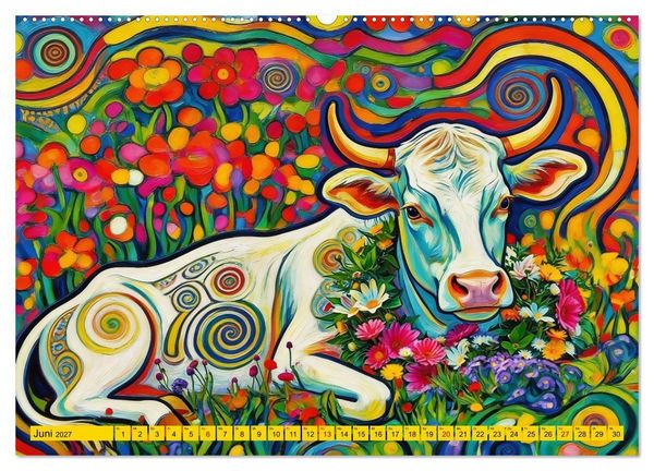 Produktbild: Farbenfrohes Landleben (hochwertiger Premium Wandkalender 2027 DIN A2 quer), Kunstdruck in Hochglanz
