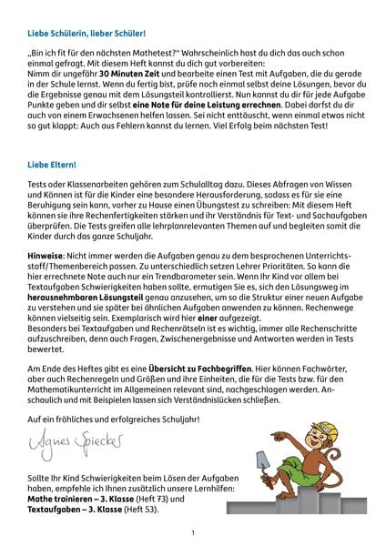 Produktbild: &Uuml;bungsheft mit Tests in Mathe 3. Klasse