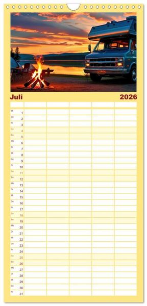 Produktbild: Familienplaner 2026 - Vanlife - Caravan Abenteuer mit 5 Spalten (Wandkalender, 21 x 45 cm) CALVENDO