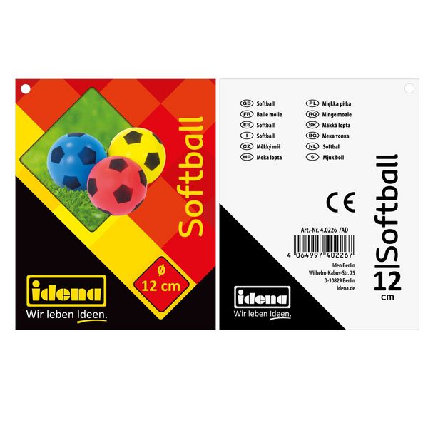 Produktbild: Idena Softball gelb rot blau &Oslash;12cm 3fach sortiert