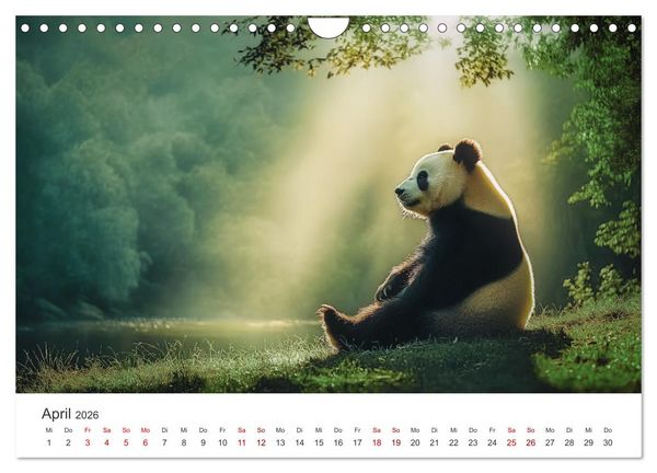 Produktbild: Schwarz auf Wei&szlig; - Der Panda-Kalender (Wandkalender 2026 DIN A4 quer), CALVENDO Monatskalender