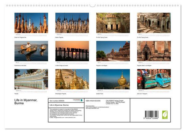 Produktbild: Life in Myanmar, Burma (High Quality Premium Wall Calendar 2026 DIN A2 landscape),CALVENDO 12 Month Wall Calendar