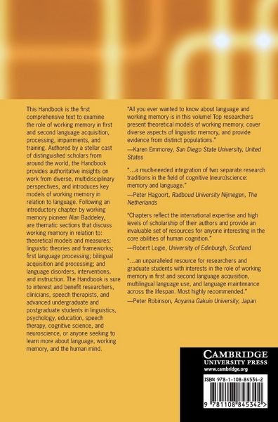 Produktbild: The Cambridge Handbook of Working Memory and Language