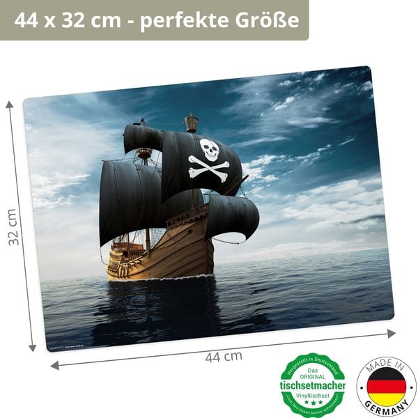 Produktbild: Tischsetmacher Tischset f&uuml;r Kinder Piratenschiff, aus hochwertigem Vinyl , 44 x 32 cm