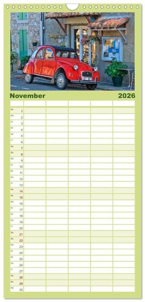 Produktbild: Familienplaner 2026 - Citro&euml;n 2CV - die Ente mit 5 Spalten (Wandkalender, 21 x 45 cm) CALVENDO