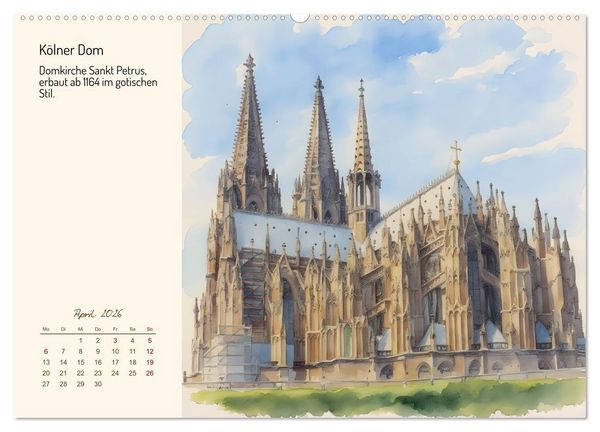 Produktbild: Deutschlands sch&ouml;nste Kirchen (hochwertiger Premium Wandkalender 2026 DIN A2 quer), Kunstdruck in Hochglanz