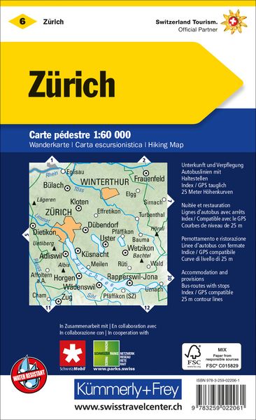 Produktbild: K&uuml;mmerly+Frey Wanderkarte 6 Z&uuml;rich 1:60.000