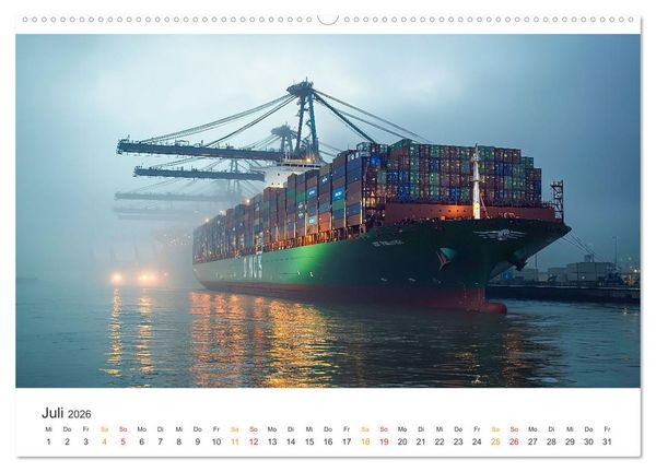 Produktbild: Containerschiffe - Giganten im Fokus (hochwertiger Premium Wandkalender 2026 DIN A2 quer), Kunstdruck in Hochglanz