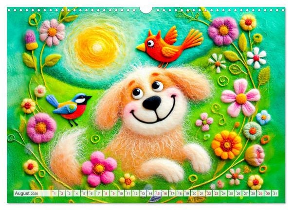 Produktbild: Niedliche Filzhunde - Liebevolle Ideen aus Filz und Wolle (Wandkalender 2026 DIN A3 quer), CALVENDO Monatskalender