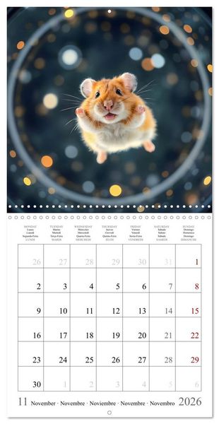Produktbild: AI Hamster Astronauts exploring the Cosmos (Wall Calendar 2026 12 &times; 12 Inch) CALVENDO 12 Month Wall Calendar