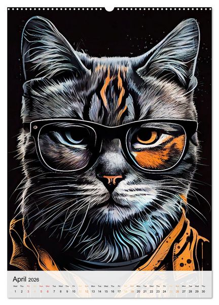Produktbild: Hipster Cats (Wall Calendar 2026 DIN A2 portrait), CALVENDO 12 Month Wall Calendar