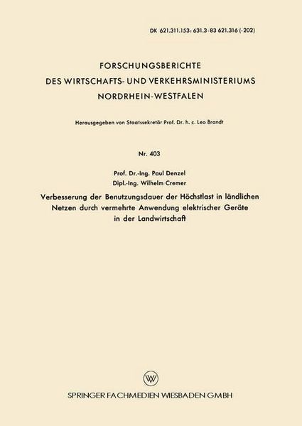 Produktbild: Verbesserung der Benutzungsdauer der H&ouml;chstlast in l&auml;ndlichen Netzen durch vermehrte Anwendung elektrischer Ger&auml;te in der Landwirtschaft