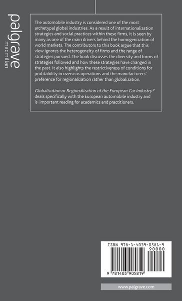 Produktbild: Globalization or Regionalization of the European Car Industry?
