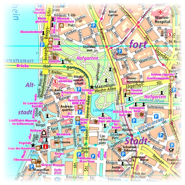 Düsseldorf. Stadtplan 1:16 000