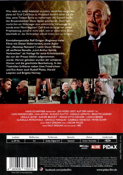 Produktbild: Ein Mord liegt auf der Hand / Eine fast unglaubliche Geschichte nach Motiven von Oscar Wilde mit Starbesetzung (Pidax Film-Klassiker)