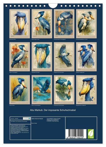 Produktbild: Abu Markub. Der imposante Schuhschnabel (Wandkalender 2027 DIN A4 hoch), CALVENDO Monatskalender