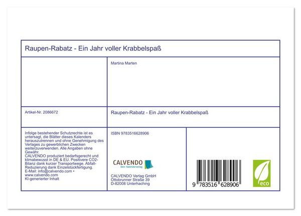 Produktbild: Raupen-Rabatz - Ein Jahr voller Krabbelspa&szlig; (Tischkalender 2026 DIN A5 quer), CALVENDO Monatskalender