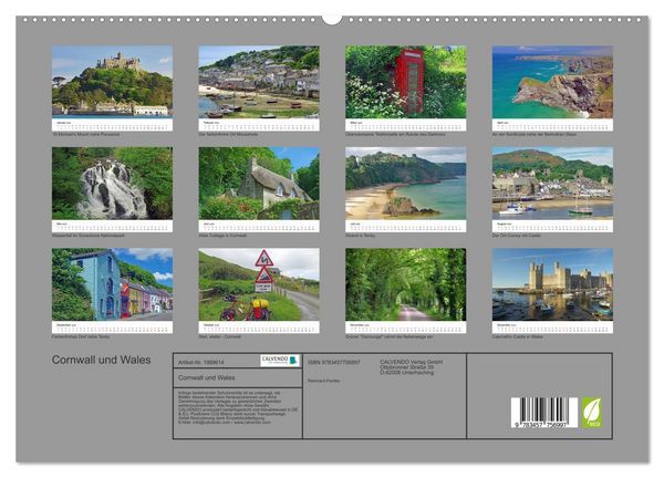 Produktbild: Cornwall und Wales (hochwertiger Premium Wandkalender 2026 DIN A2 quer), Kunstdruck in Hochglanz